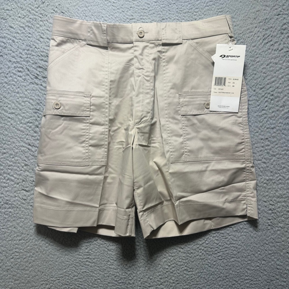 Sportif‎ USA Hatteras Shorts Mens 34 Desert Tan Cargo Hiking Boating 618162 NEW